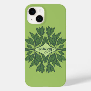 Coque Pour iPhone 14 Typographie esthétique Feuille du printemps vert