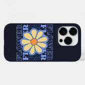 Coques Case-Mate iPhone typographie florale bleu rétro amoureux (Verso (horizontal))