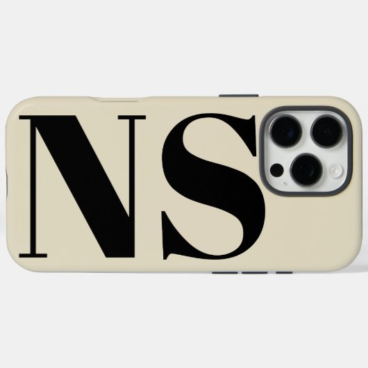 Coques Case-Mate iPhone Typographie Gras Monogramme Initiales Noir et Beig (Verso (horizontal))