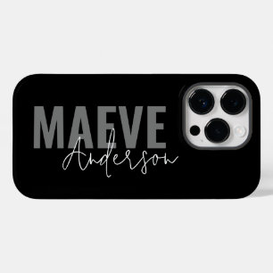 Coque Pour iPhone 14 Pro Typographie minimaliste moderne noir blanc élégant