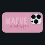 Coque Pour iPhone 14 Pro Typographie minimaliste moderne rose girly élégant<br><div class="desc">Typographie minimaliste moderne rose girly élégant simple unique design personnalisé boîtier téléphone.</div>