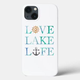 iPhone 13 Coque Typographie nautique Love Lake Life Ancre de roue