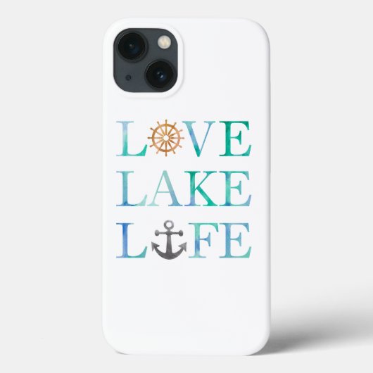 Coques Case-Mate iPhone Typographie nautique Love Lake Life Ancre de roue (Verso)