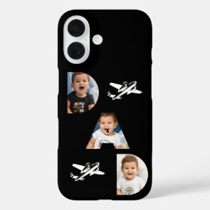 Coques iPhone 16 Typographie Papa, Cadeaux photo, Noir,Minimaliste
