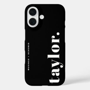 Coques iPhone 16 Typographie Rétro Noir et Blanc Personnalisée