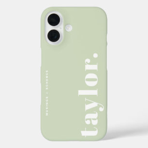 Coques iPhone 16 Typographie rétro verte à la menthe Personnalisée