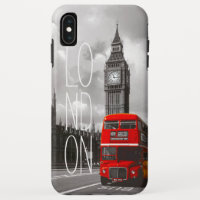 Typographie rouge de Big Ben d'autobus de ville