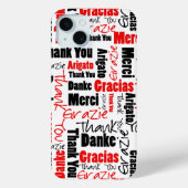 Coques Case-Mate iPhone Typographie rouge et noire Merci multilingue (Verso)