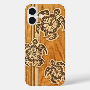Coques iPhone 16 Plus Uhane Honu Faux Wood Hawaiian Turtle Coque-Mate iP