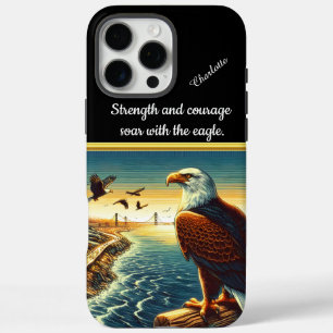 Coques iPhone 16 Pro Max Un aigle majestueux surplombe un coucher de soleil