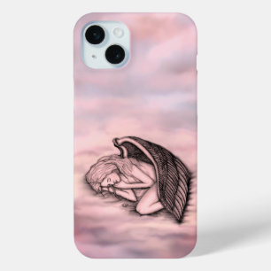 Coque iPhone 15 Mini Un ange endormi sur les nuages du ciel