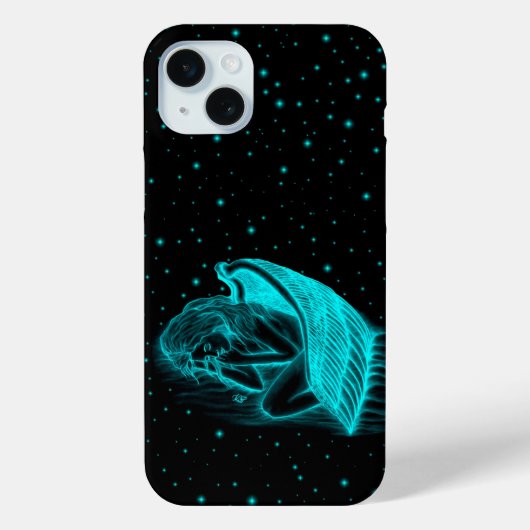 Coques Case-Mate iPhone Un Angel couché en noir et vert (Verso)