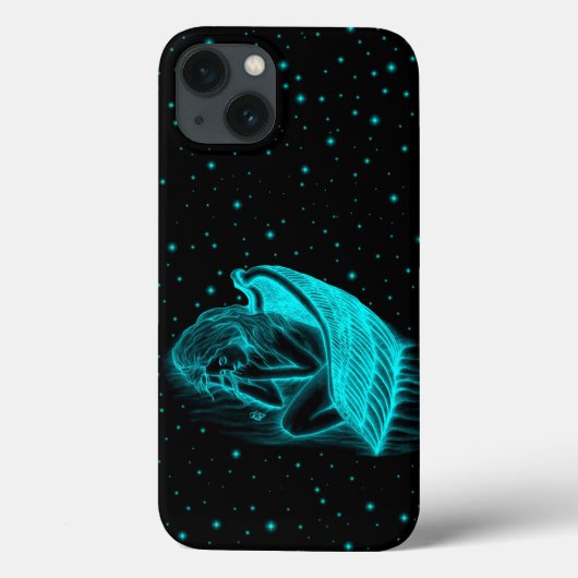 Coques Case-Mate iPhone Un Angel couché en noir et vert (Verso)
