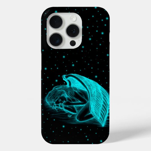 Coques Case-Mate iPhone Un Angel couché en noir et vert (Verso)