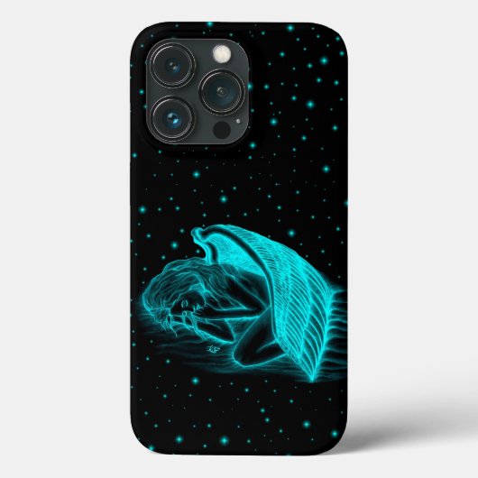 Coques Case-Mate iPhone Un Angel couché en noir et vert (Verso)