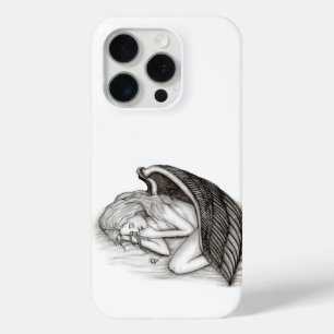 Coque iPhone 15 Pro Un Angel endormi, design noir et blanc