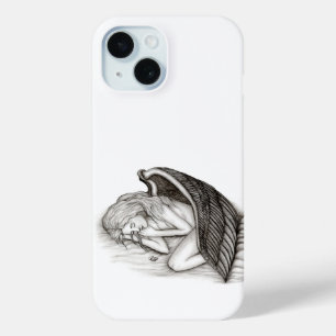Coque Pour iPhone 15 Un Angel endormi, design noir et blanc