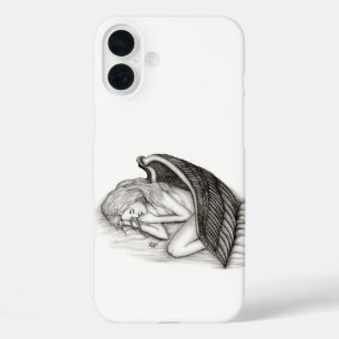 Coques iPhone 16 Plus Un Angel endormi, noir et blanc