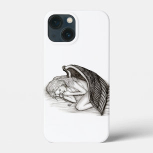 iPhone 13 Mini Case Un Angel endormi, noir et blanc