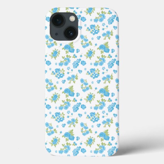 Coques Case-Mate iPhone un arrière - plan blanc aux fleurs bleues et au le (Verso)
