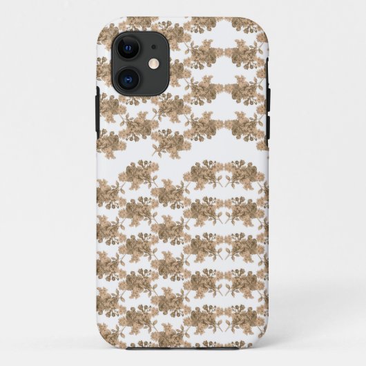 Coques Case-Mate iPhone un arrière - plan blanc avec des fleurs marron (Dos)