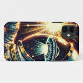 Coques Case-Mate iPhone Un astronaute avec la réflexion d'un OVNI (Dos (Horizontal))