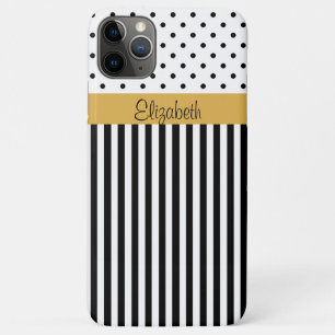 Coque iPhone 11 Pro Max Un blanc noir intemporel rayures, Motif Pois