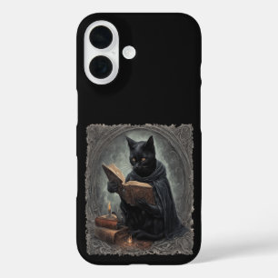Coques iPhone 16 Un chat noir portant une cape étudiant Halloween