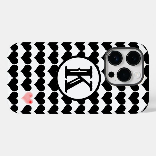 Coques Case-Mate iPhone Un coeur rose (initial) (Verso (horizontal))