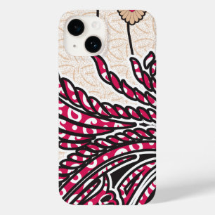 Coque Pour iPhone 14 Un design cachemire décoratif avec rouge vif et ép