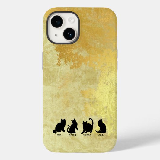 Coques Case-Mate iPhone un deux trois chat fausse feuille d'or affligé mig (Verso)