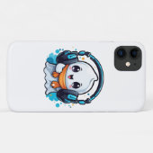 Coques Case-Mate iPhone Un fantôme mignon et effrayant avec des écouteurs  (Dos (Horizontal))