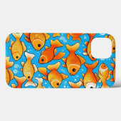 Coques Case-Mate iPhone un fond de poisson doré est en mode heureux (Verso (horizontal))