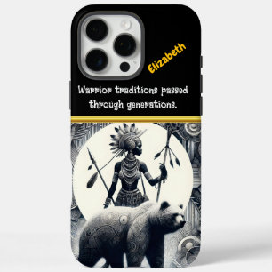 Coques iPhone 16 Pro Max Un guerrier féroce à côté d'un ours majestueux