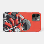 Coques Case-Mate iPhone Un Homme Illustré Monte Retro Red Motorcycle (Dos (Horizontal))