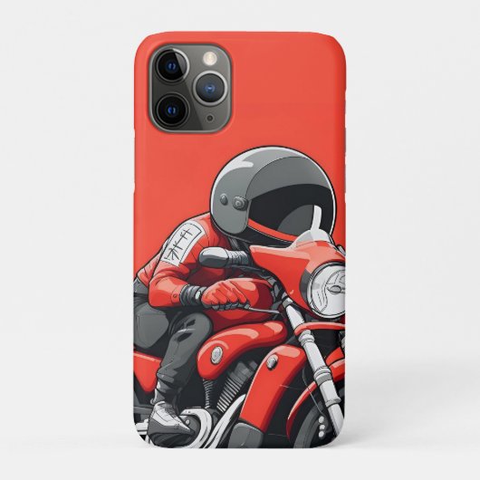 Coques Case-Mate iPhone Un Homme Illustré Monte Retro Red Motorcycle (Dos)