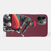Coques Case-Mate iPhone Un Homme Illustré Monte Retro Red Motorcycle (Dos (Horizontal))