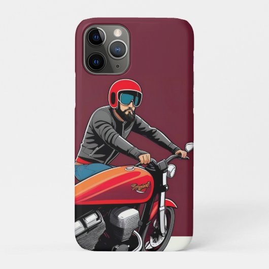 Coques Case-Mate iPhone Un Homme Illustré Monte Retro Red Motorcycle (Dos)