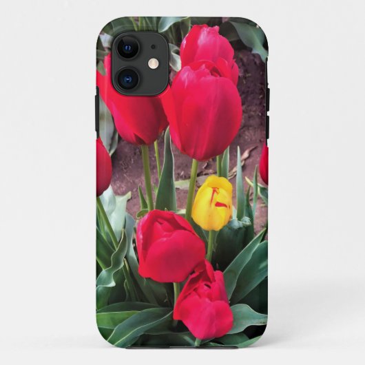 Coques Case-Mate iPhone Un Jaune aux tulipes rouges (Dos)
