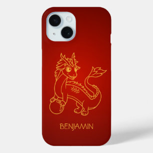 Coque Pour iPhone 15 Un jeune dragon chinois en rouge