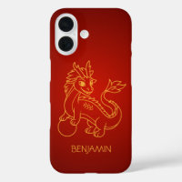 Un jeune dragon chinois en rouge