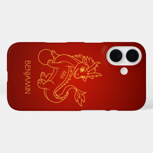 Coques Case-Mate iPhone Un jeune dragon chinois en rouge (Verso (horizontal))