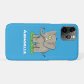 Coques Case-Mate iPhone Un joli éléphant drôle avec un oiseau sur le tronc (Dos (Horizontal))