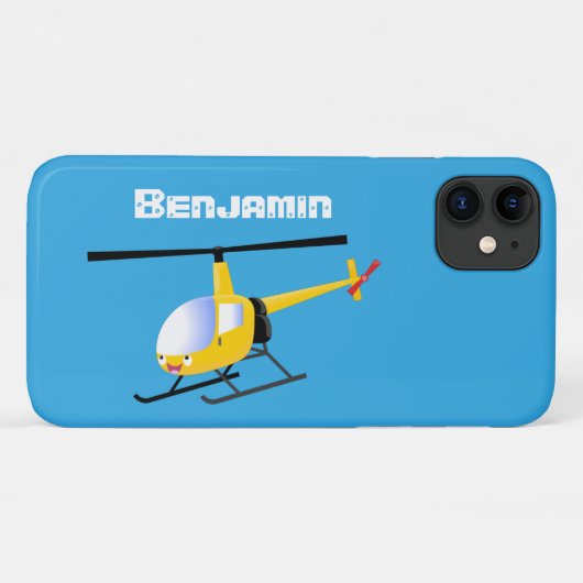 Coques Case-Mate iPhone Un joli hélicoptère de dessin animé jaune (Dos (Horizontal))