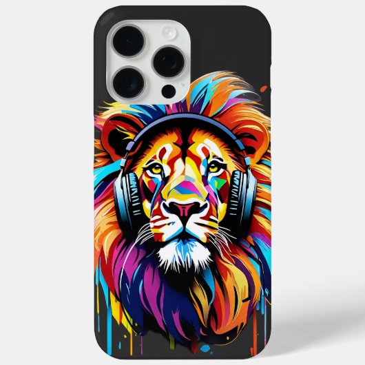 Coques Case-Mate iPhone Un lion dans les écouteurs (Verso)