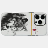 Coques Case-Mate iPhone Un loup majestueux contemple un paysage boisé brum (Verso (horizontal))