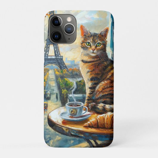 Coques Case-Mate iPhone Un matin à Paris | Chat tigré dans un café (Dos)