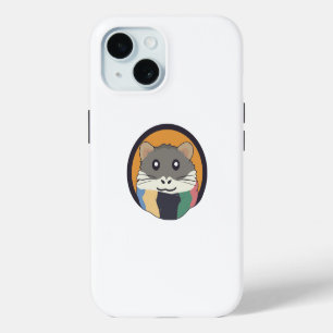 Coque Pour iPhone 15 Un mignon hamster en caricature avec une écharpe m