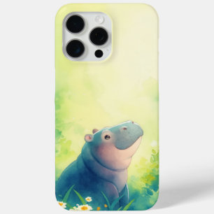 Coque iPhone 15 Pro Max Un moment de calme pour un hippopotame