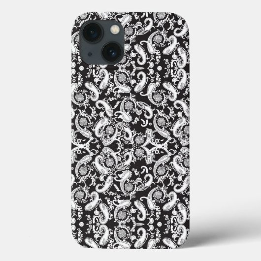 Coques Case-Mate iPhone un motif cachemire noir et blanc (Verso)
